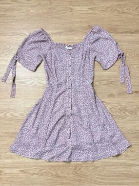 Sienna Sky Purple Floral Puff Sleeve Mini Dress